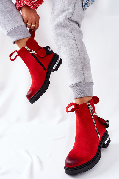 Insulated Boots With A Zipper Red Cortona