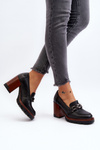 Pumps on Chunky Heel with Ornament Black Oradna