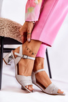 Leather Sandals On A Bar In Silver Corane