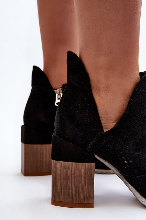 Botki Damskie Ażurowe Słupek Czarne Niartima A5722