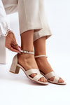 Women's High Heel Sandals in Beige Irivana
