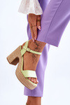 Comfortable Suede Sandals On A Chunky Heel Light green Elishia
