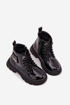 Insulated Children's Boots with Zip Patent Black Alverina