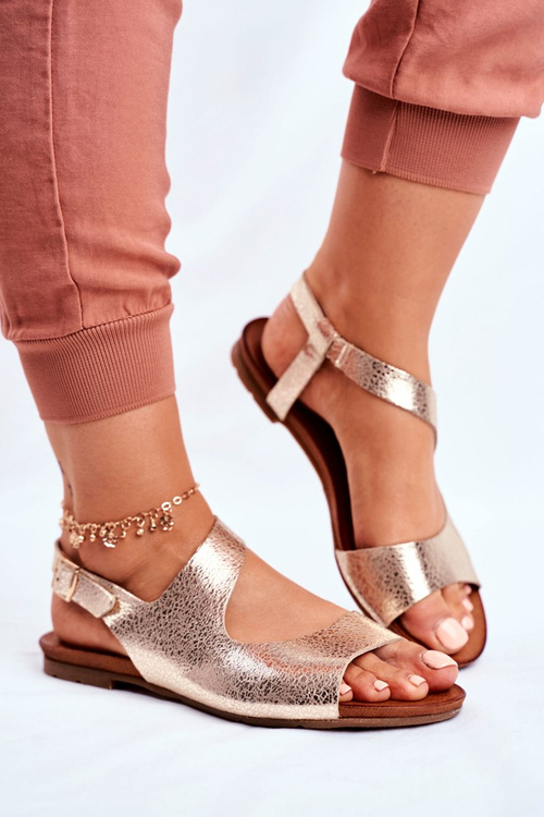 Women's Sandals Laura Mess 1116 Polish Leather Snake Gold Vollare