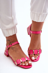 Women's Flat Sandals With Decorative Belt Fuchsia Adissa