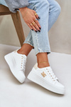 Buty Sportowe Sneakersy Damskie Na Platformie Biało-Beżowe Temittes