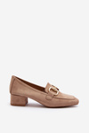 Low Heel Court Shoes with Ornament Beige Dolvira