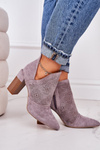 Openwork Boots On A Block Heel Grey Michelle