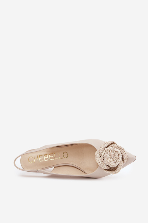 Leather Elegant High Heels Beige CheBello 4666