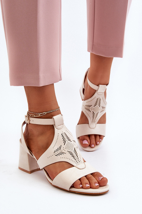 Beige Low Heel Sandals Eleriva