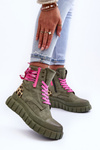 Women's Suede Boots on a Platform Green Raftera