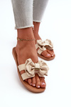 Women's Beige Bow Slides Rivarina
