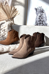 Slip-on Cowboy Boots Women's Made of Natural Suede Camel Beretta