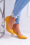 Women's Suede Pointed Stilettos Yellow Cream