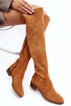Women's Suede Over-the-Knee Flat Heel Boots Camel Hewanella
