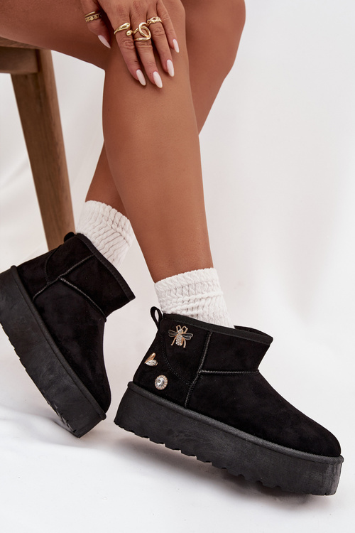 Women's Snow Boots on Platform with Buckles Black Maelle