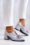 Lacquered Leather Smooth Shoes With Decoration Grey Delaver