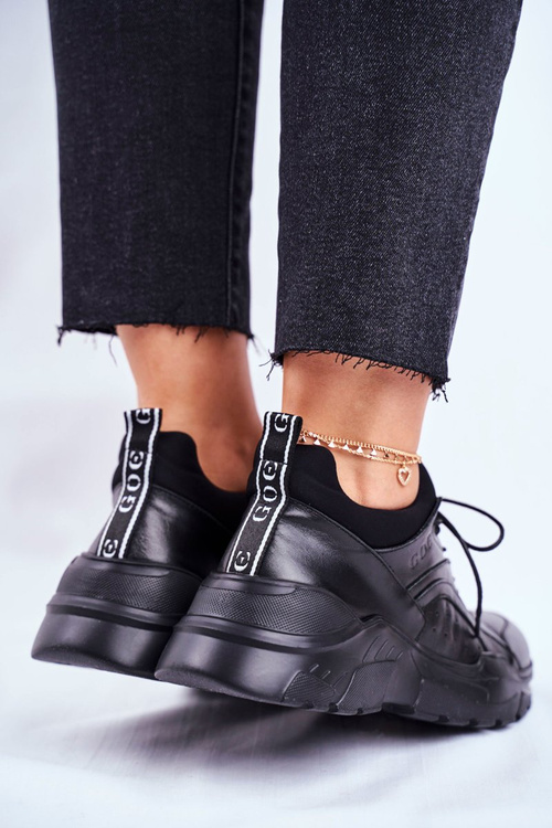 Skórzane Sportowe Buty Sneakersy GOE GG2N3041 Czarne