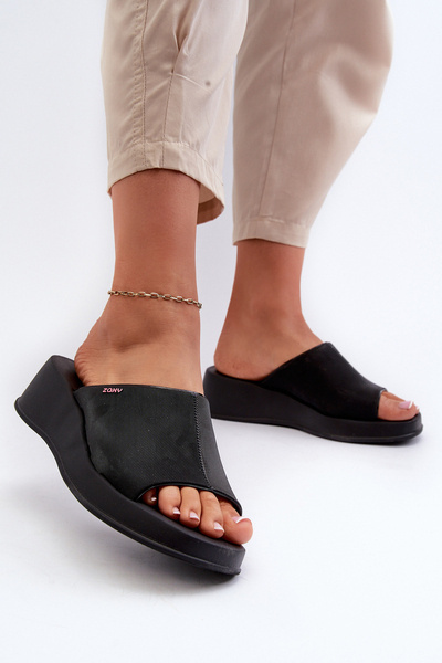 Klapki Na Koturnie Pachnące Damskie Czarne ZAXY LL285084