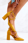 Women's Pumps On Heel Suede Yellow Future