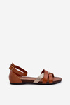 Zazoo 40225 Leather Sandals With Flat Heel Brown