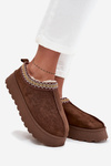 Snow boots slippers with platform with embroidery Brown Tamilda