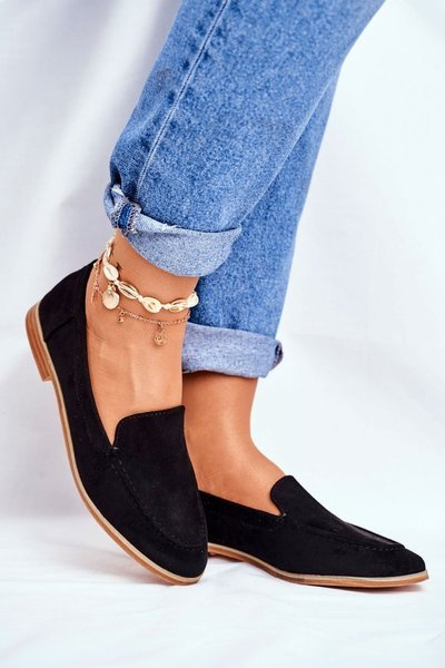 Women's Brogues Slip-on Loafers Suede Black Twinky