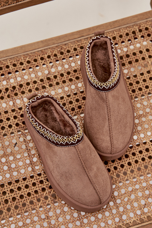 Children's Youth Snow Boots with Embroidery on Platform Khaki Jolisse