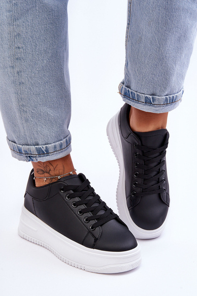 Buty Sportowe Damskie Klasyczne Czarno-Białe Night Trip L22-2