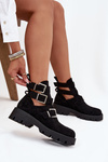 Women's ankle boots with straps and silver clips Black Helisse