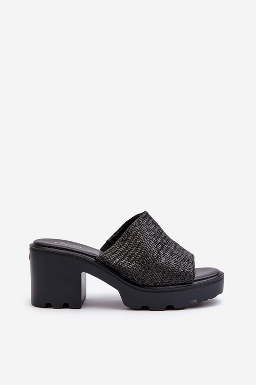 Women's Sandals with Weave on Heel Black Titantha