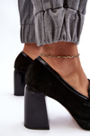 Leather Pumps On Massive Heel Laura Messi 2706 Black
