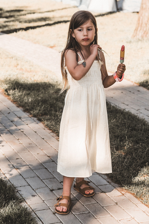 Children's Sandals on Cork Platform with Velcro Closure Camel Rorria
