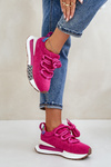 Damskie Zamszowe Sneakersy Grube Sznurowanie Platforma Fuksja Artiker 55C0086
