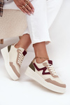Women's Sneakers on Platform with Gold Inserts Beige Zalvra