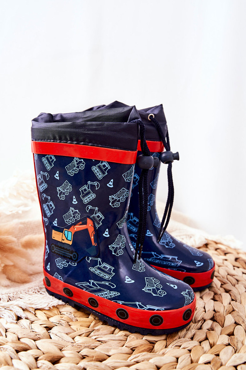 Children's Rubber Galoshes boots Navy Excavator Pertris