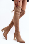 Classic Suede Thigh High Boots Beige Clarissa