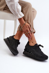 Women's Wedge Sneakers Adorned with Zirconia D&A MR38-377 Black