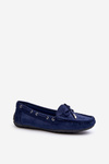 Women's Navy Suede Moccasins Si Passione