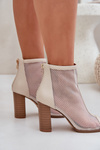 Heeled Sandals With Shaft Beige Taniffia