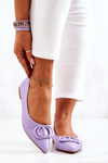 Leather Pointed Ballerinas Purple Rachelle