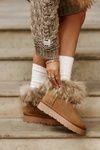 Leather Snow Boots On A Platform With Fur Camel Avirisa