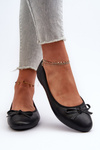 Black Eco Leather Ballerina Flats with Bow