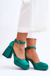 Fashionable Pumps On Massive Heels Green Sandia