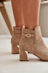 Women's Ankle Boots with Heel Zipper Closure Eco Suede Dark Beige Bonucci