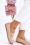 Women's Suede Loafers With Embellishments Beige Leah