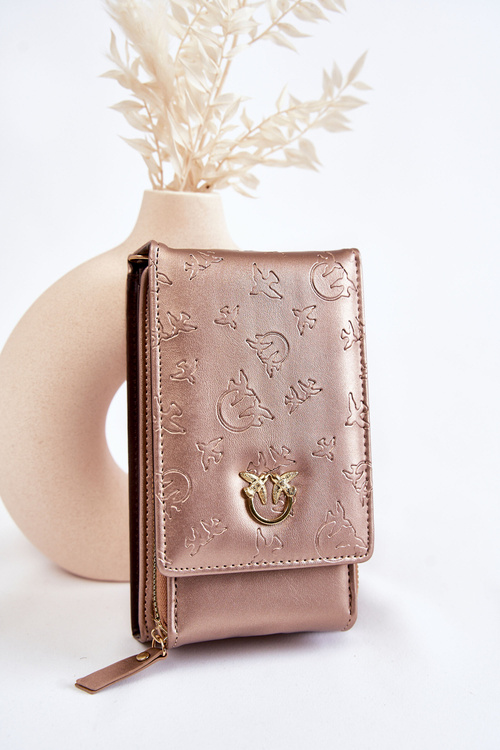 Fashionable Handbag Wallet 2in1 With Embossing Gold Savano 