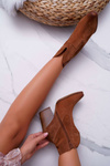 Women's Heeled Boots Leather Suede Cognac Nicole 2433
