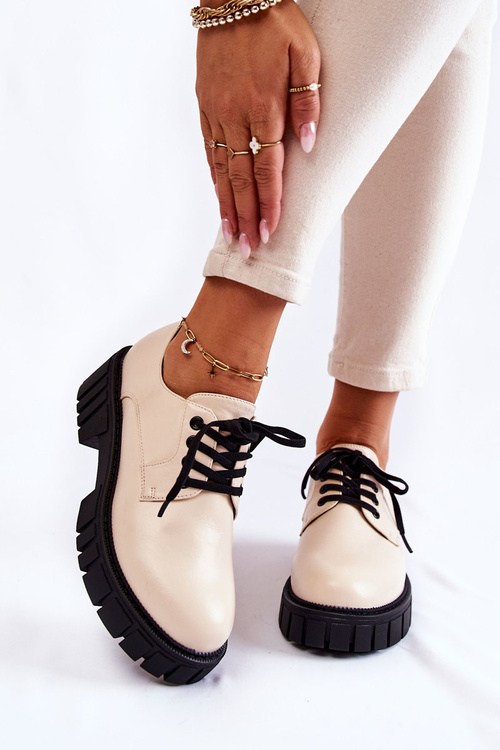 Fashionable Leather Shoes La.Fi 210013BE-PU Beige