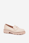 Ladies Moccasins Eco Leather With Rhinestones Beige Wilamla